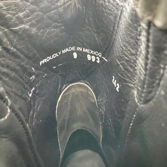 Lane Mens Black Cowboy Boots 9 D Genuine Leather Western Casual Square Toe - Picture 9 of 11